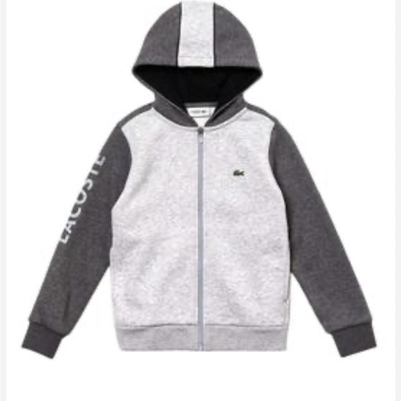 Lacoste Other - Lacoste boys' two-tone zip-up fleece hoodie in grey logo
